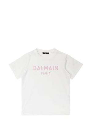 white cotton t-shirt BALMAIN PARIS KIDS | BY8C71Z3672100RS
